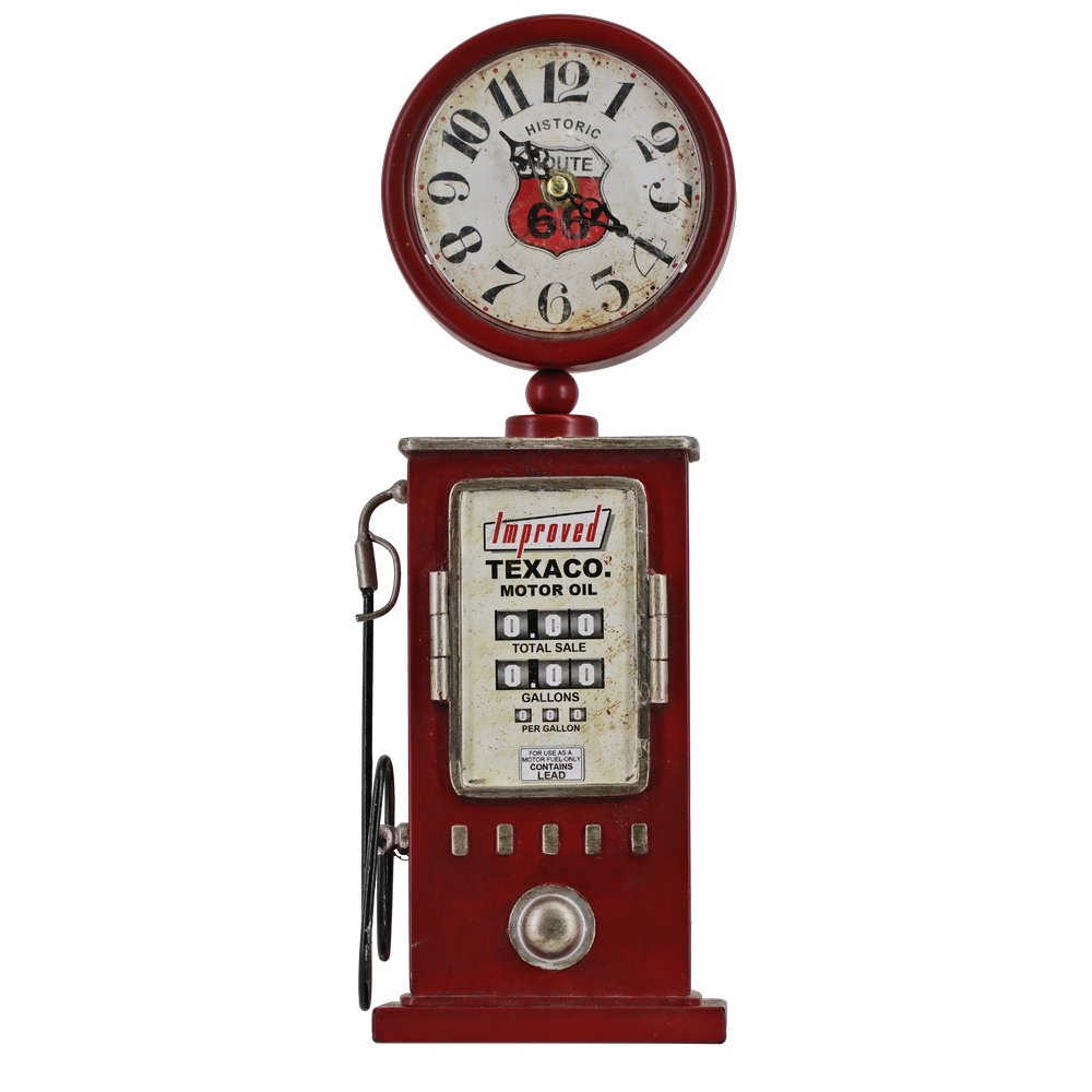 Retro Tankstelle/Zapfsäule mit Uhr, 13 x 35 cm