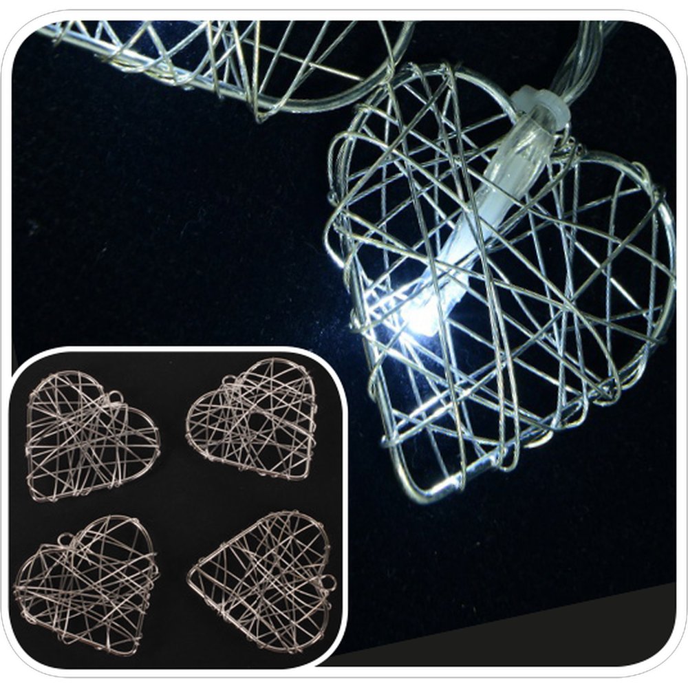 Drahtherzen 20 Stück silber, 5 cm, für 5 mm LED-Lichterketten