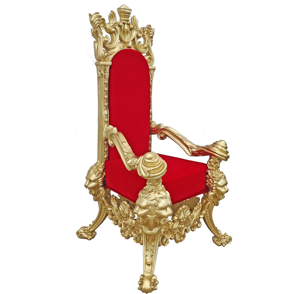 Fiberglas Objekt Thron XL gold/rot, 100x95xH185 cm
