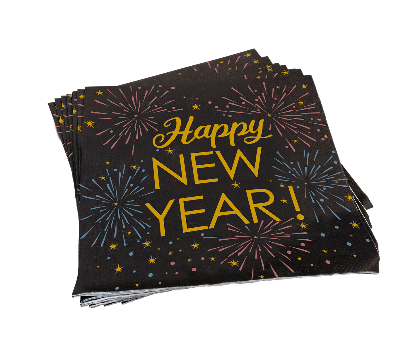 Servietten Happy New Year x20 schwarz/gold,20 Stück 33x33cm
