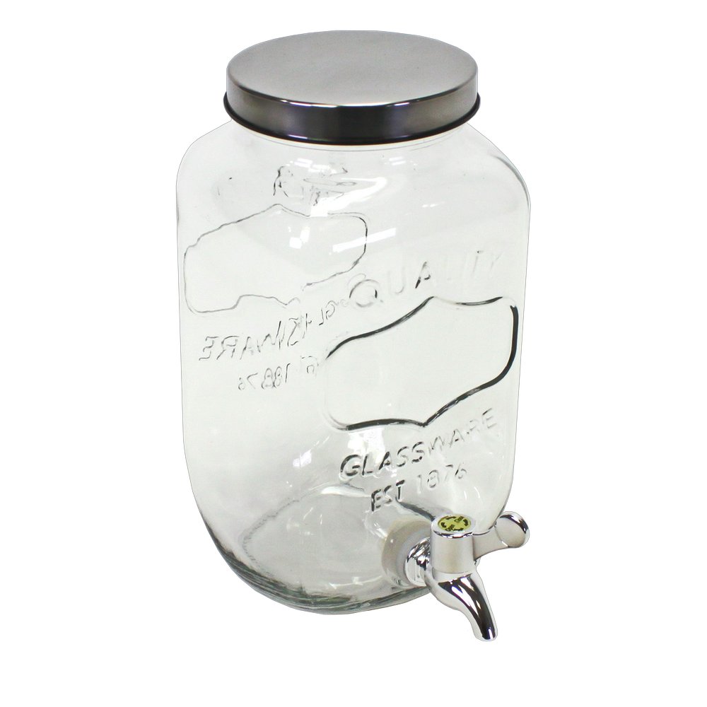 Getränkespender Glas 3,5L silber/klar, 14 x 26,5 cm