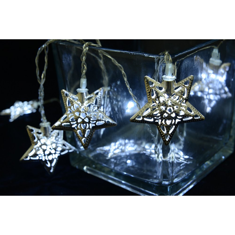 Metallsterne 20 Stück silber, für 5 mm LED-Lichterketten