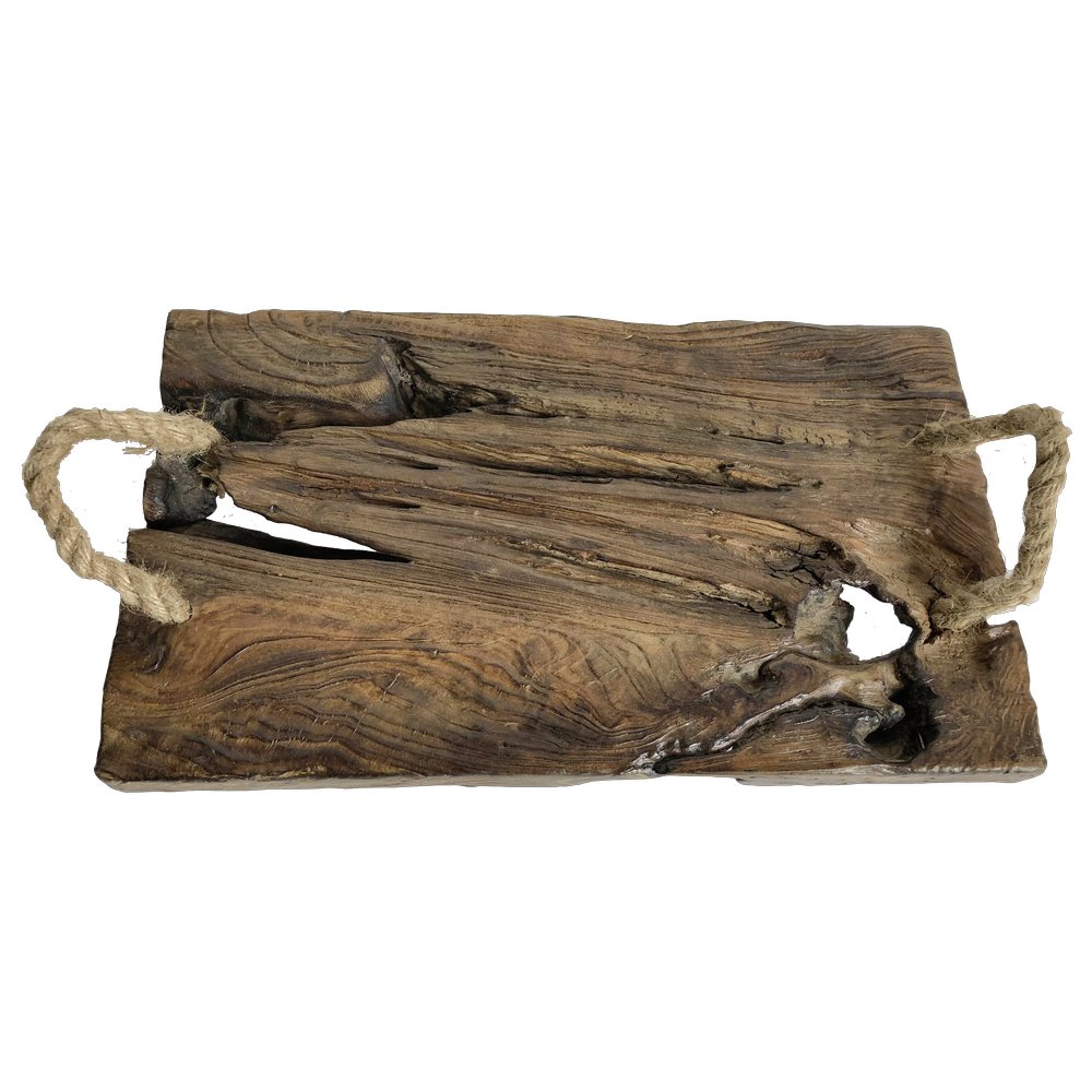 Holzplatte mit Taugriffe Antik-Art/Vintage, 39,5 x 23 x 12 cm