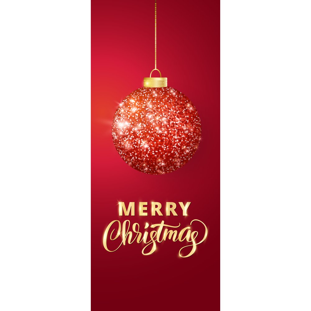 Banner Glitterkugel mit Text rot,75 x 180 cm