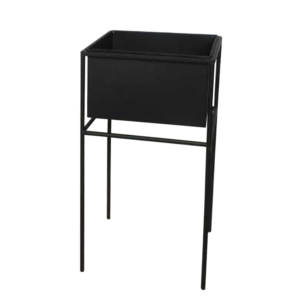 Metallgefäß Quadratisch mit Gestell schwarz, 40 cm
