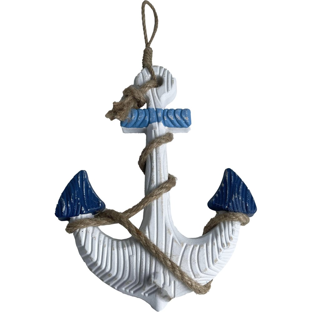 Anker Maritim mit Seil blau/weiß,17 x 4 x 32 cm