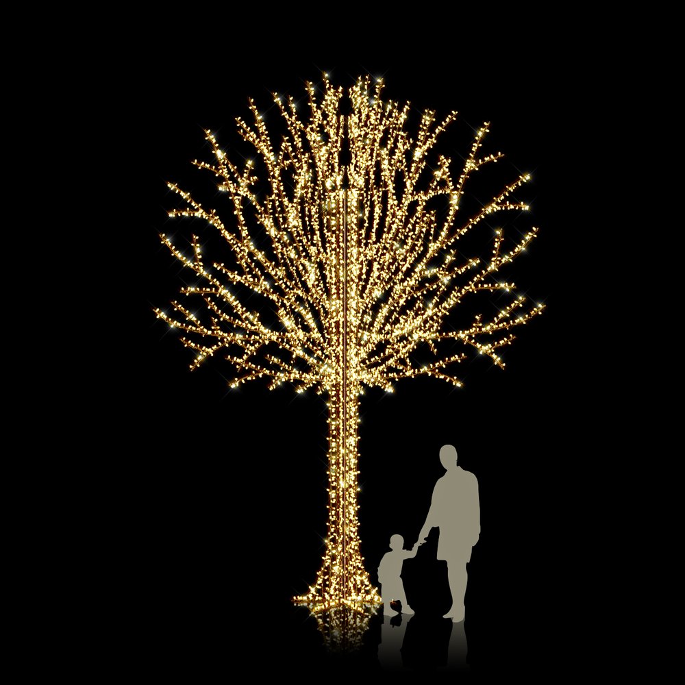 Lichtobjekt 3D Baum warm-weiß, 370 x 370 x H 500 cm