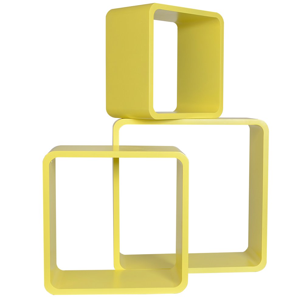 Dekowürfel Quadrat 3-teilig gelb, 50/42/35 cm