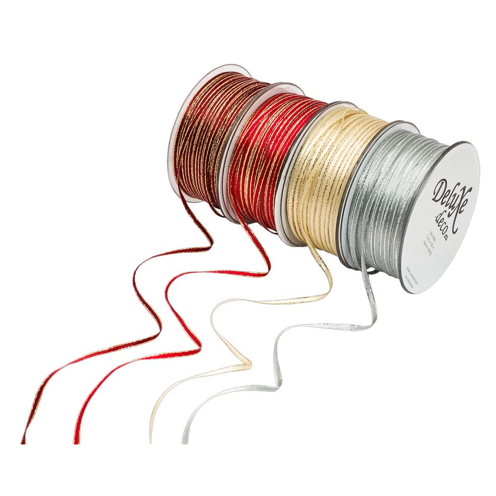Band Luxus-Litze rot-gold, 3 mm x 100 m
