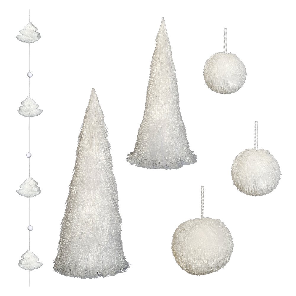 Eisfäden Weihnachtsset weiß,6-teilig