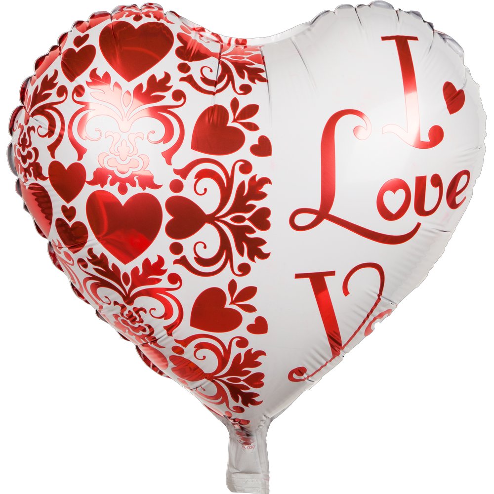 Folienballon Herz I Love You rot-weiß, 45 cm