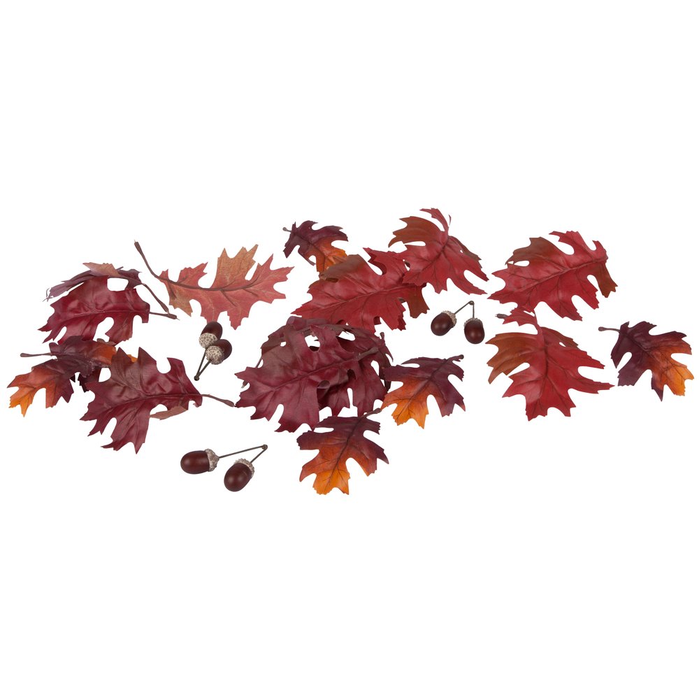 Eichenblätter mit Eicheln burgund-braun, 42-teilig, 6-15 cm