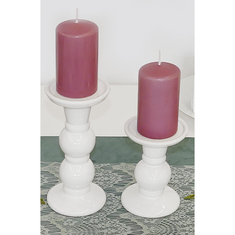Kerzenständer x1 Säule weiß, H 13 cm, Ø 9 cm