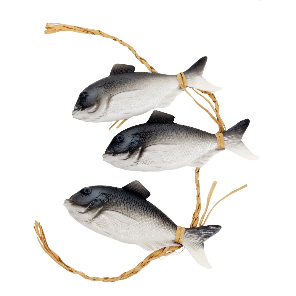 Fischgirlande mit Bast 3-teilig, 70 cm