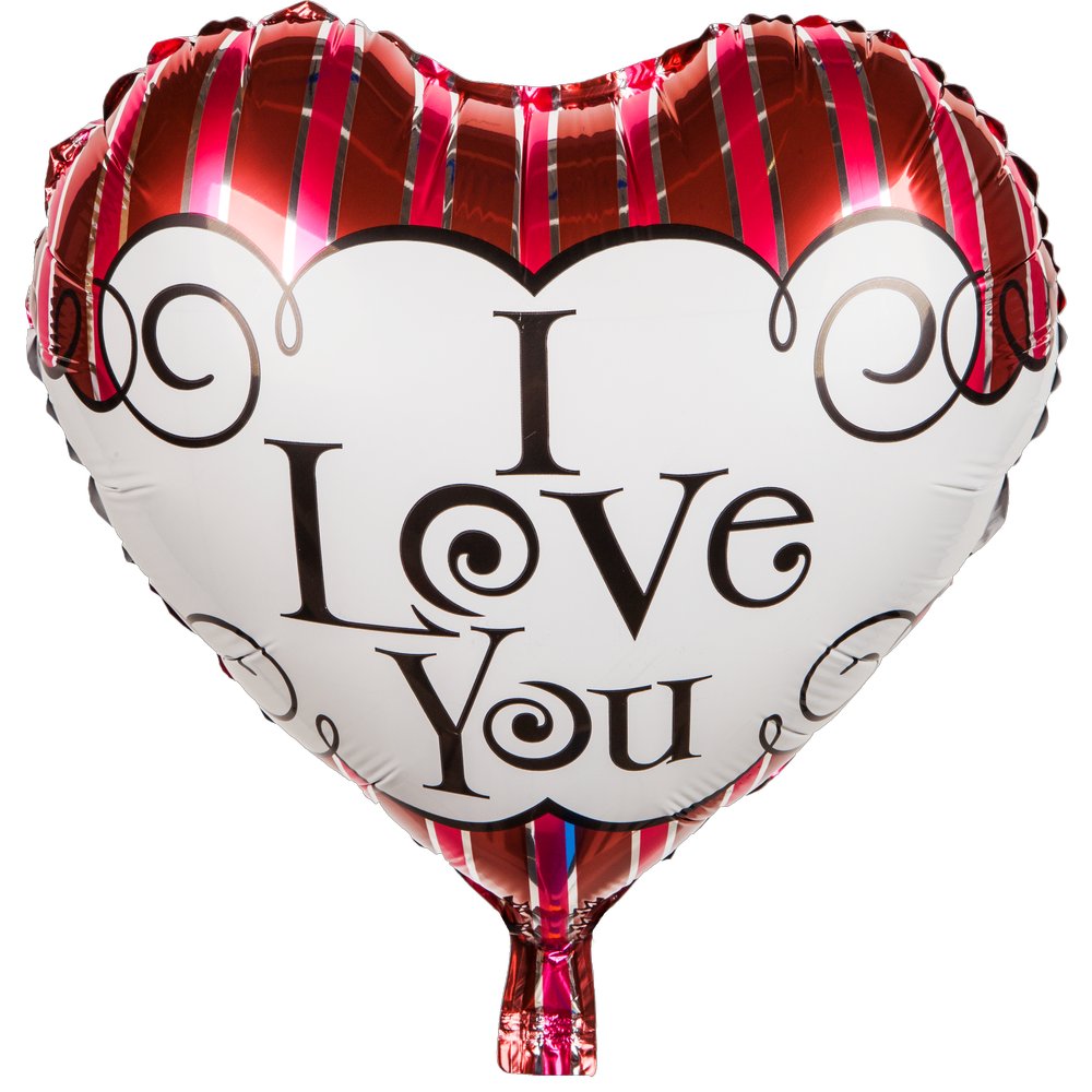 Folienballon Herz I Love You weiß-bunt, 45 cm
