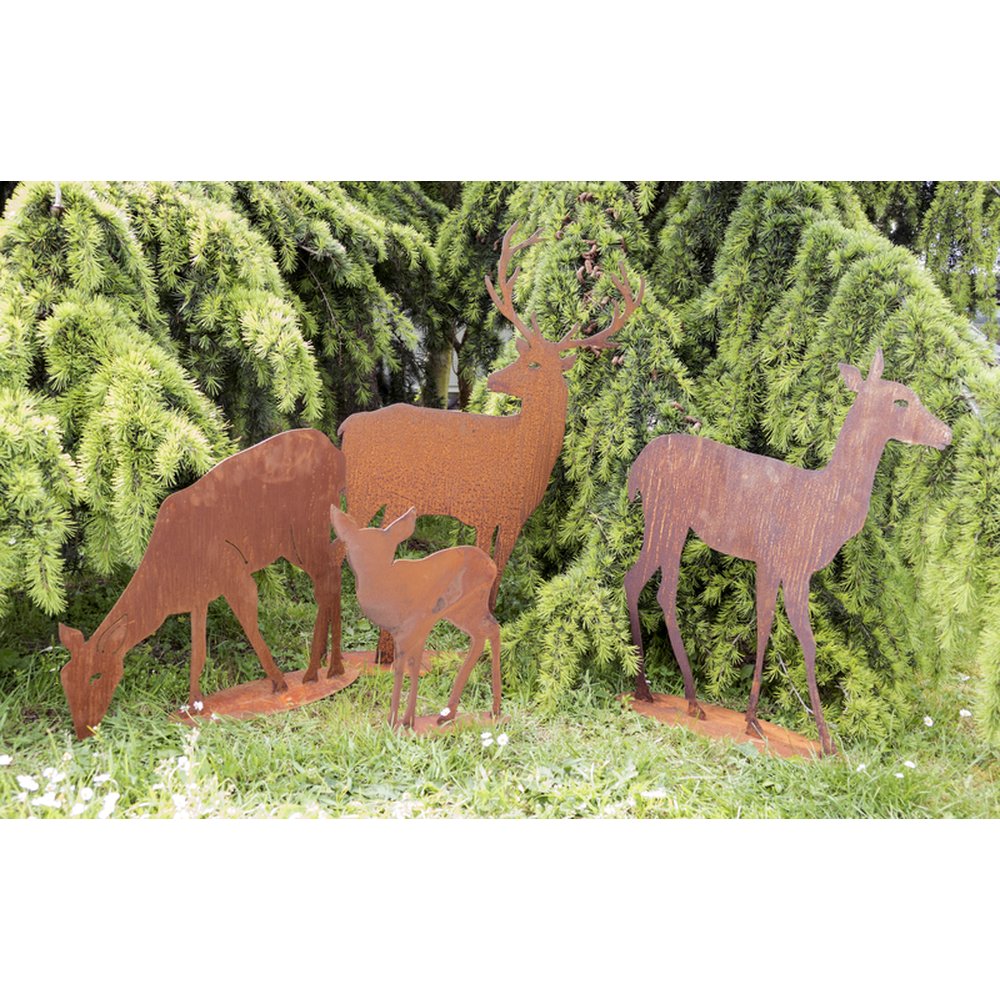 Hirsch auf Platte Metall/Rosteffekt, 75 x 100 cm
