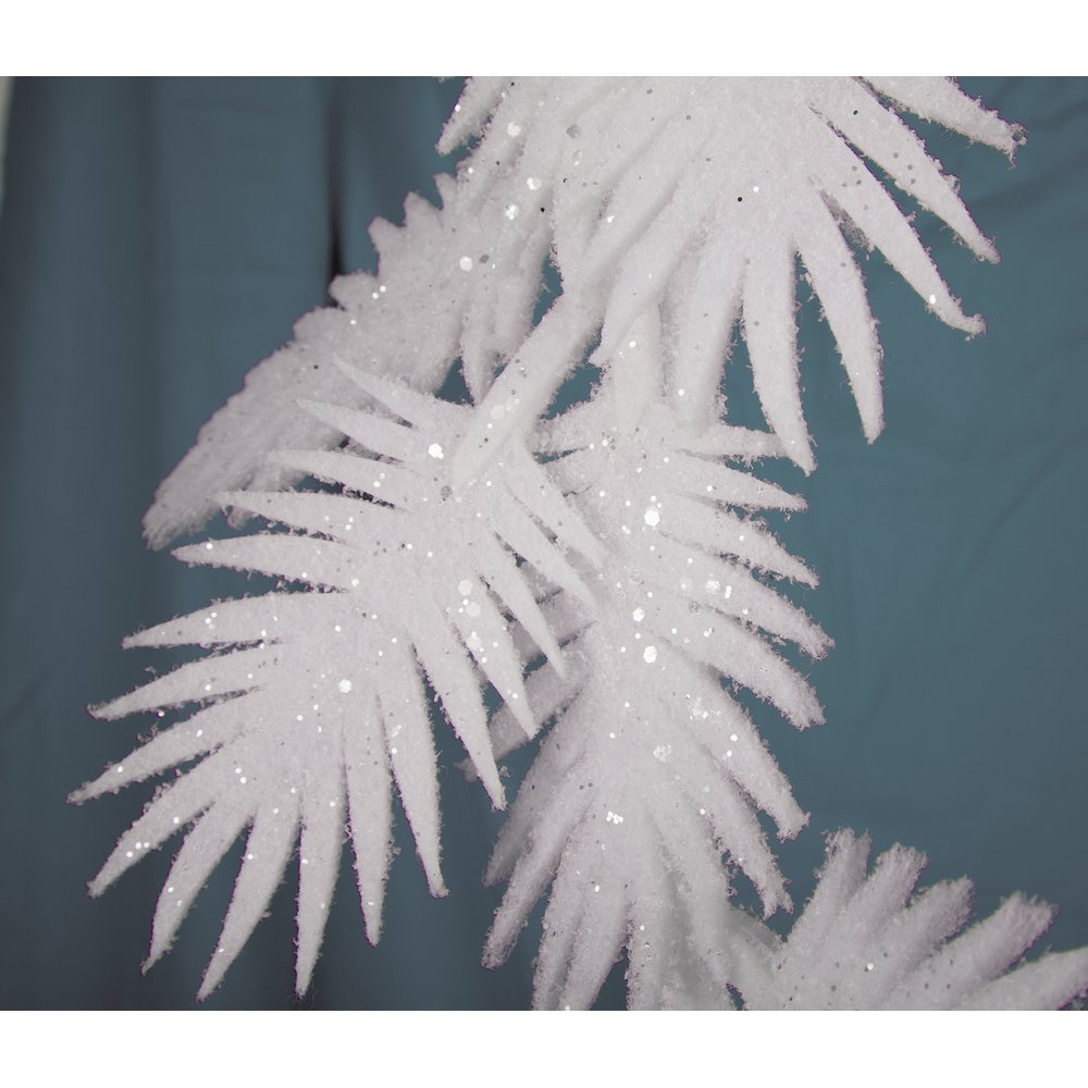 Blattgirlande Winterland weiß, 30 x 160 cm