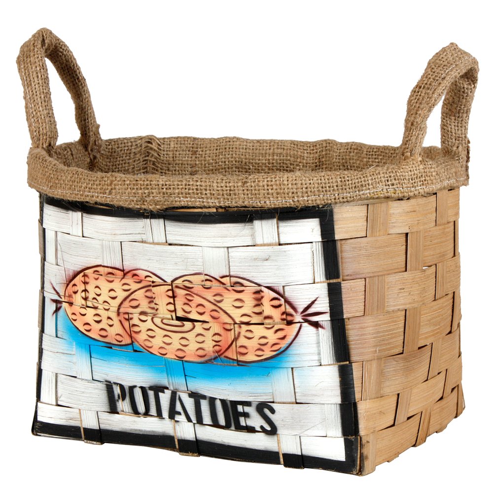 Bambuskorb Kartoffel Motivdruck, 30 x 25 x 25 cm