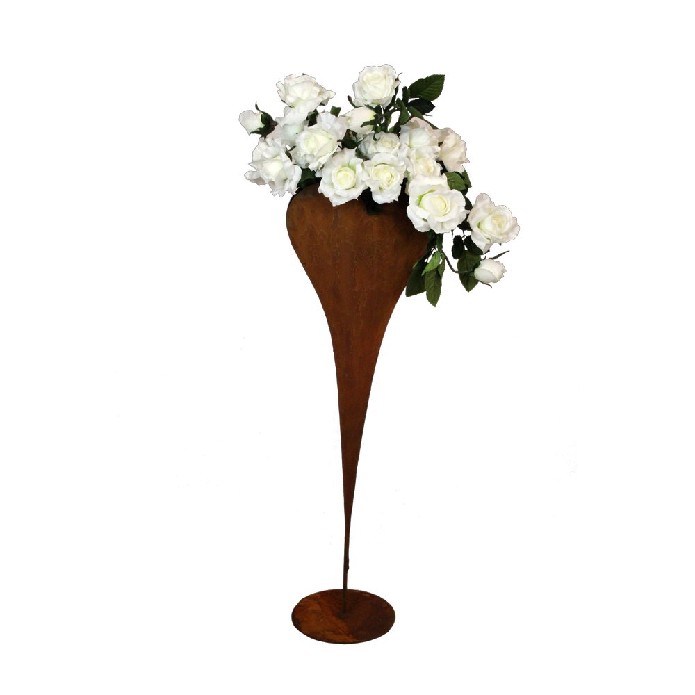 Herz stehend auf Platte Metall rosteffekt, 34 x 110 cm