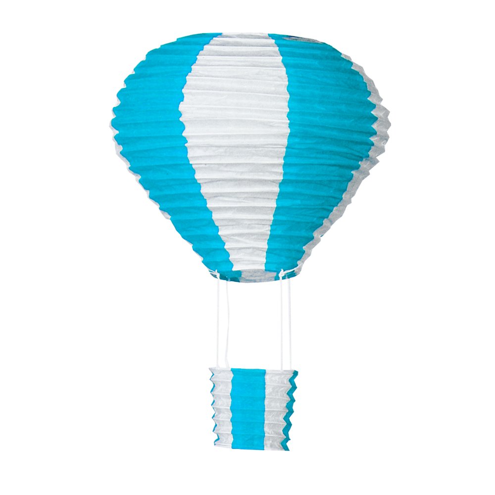 Heißluftballon Papier blau-weiß, Ø 40 x 60 cm