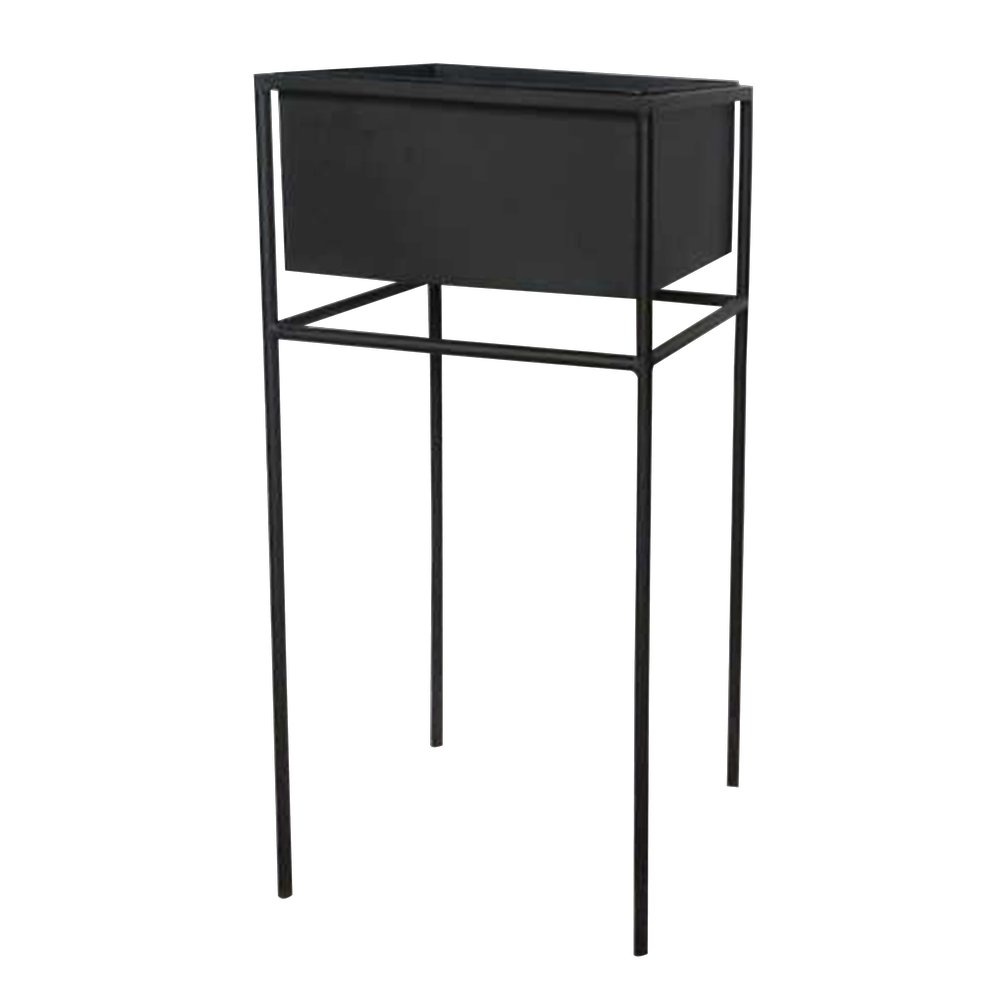 Metallgefäß Quadratisch mit Gestell schwarz, 56 cm