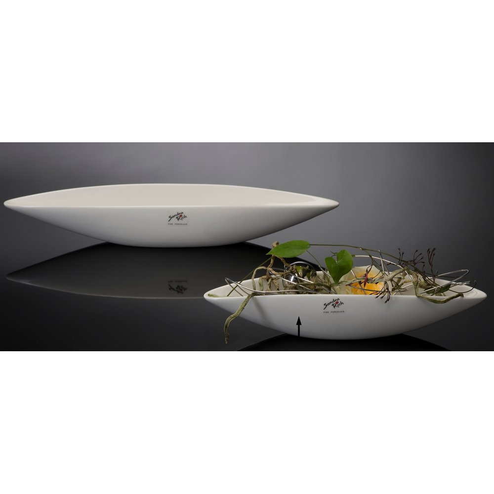 Porzellan Schale ELONGATE weiß, 31 x 7,5 x H 6 cm