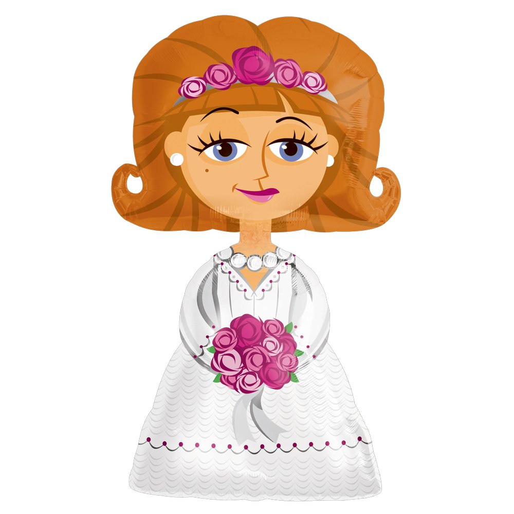 Folienballon Braut Hochzeit weiß-bunt, 71 x H 122 cm