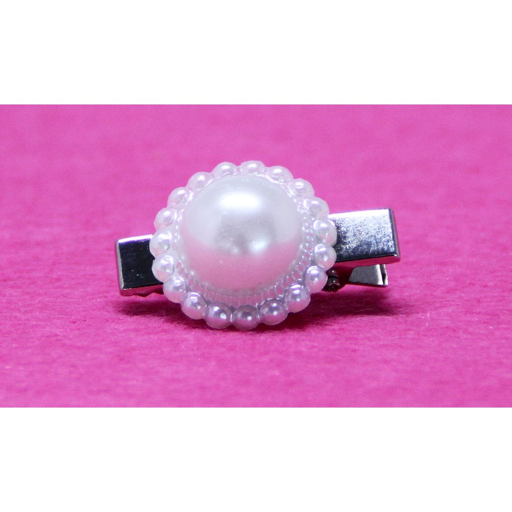 Perlenmotiv auf Clip, 8 Stück weiß, 2 cm, Clip 3 cm