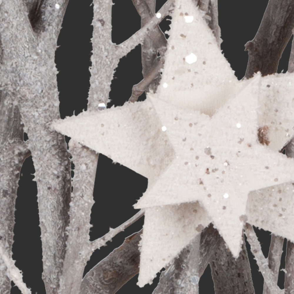 Holzrahmen Winteräste-Sterne cremeweiß-grau, 30 x 47 cm