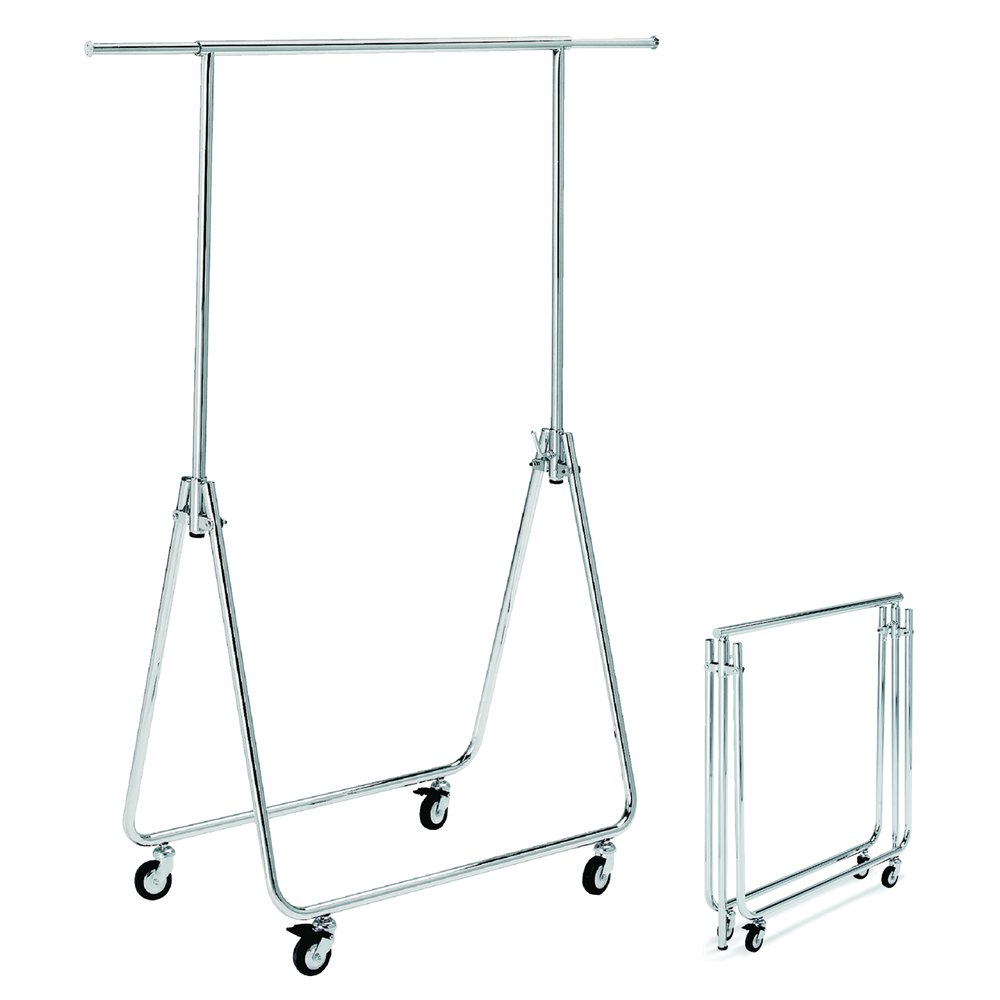 Reiserollständer klappbar chrom, 80 x 55 cm, 90-170 cm ausziehbar