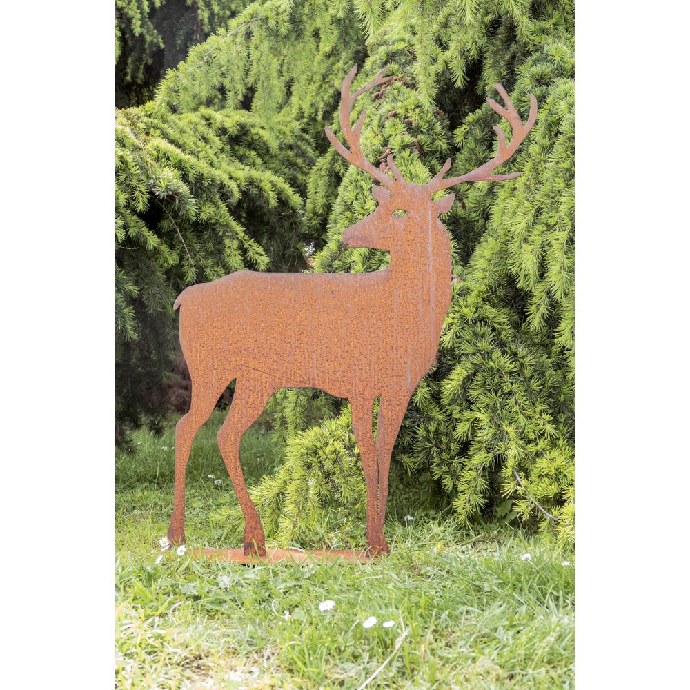 Hirsch auf Platte Metall/Rosteffekt, 75 x 100 cm