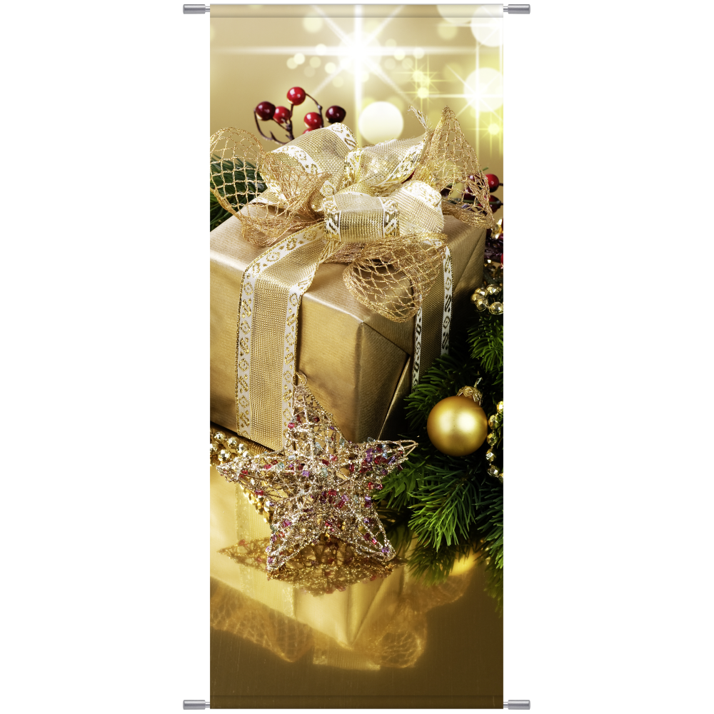 Banner Geschenkpaket + Stern ,75 x 180 cm