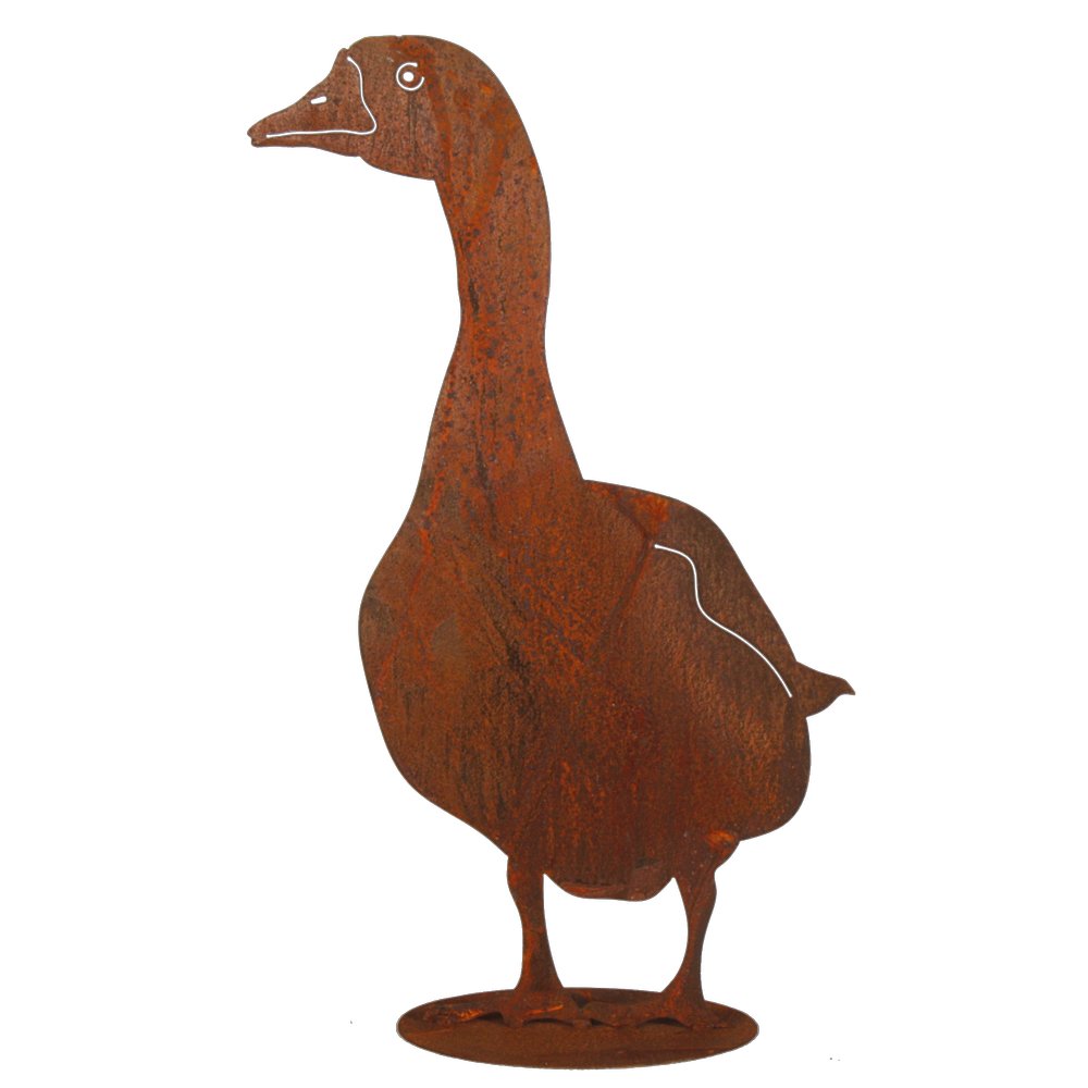 Gans auf Platte Metall/Rosteffekt, 35 x 60 cm