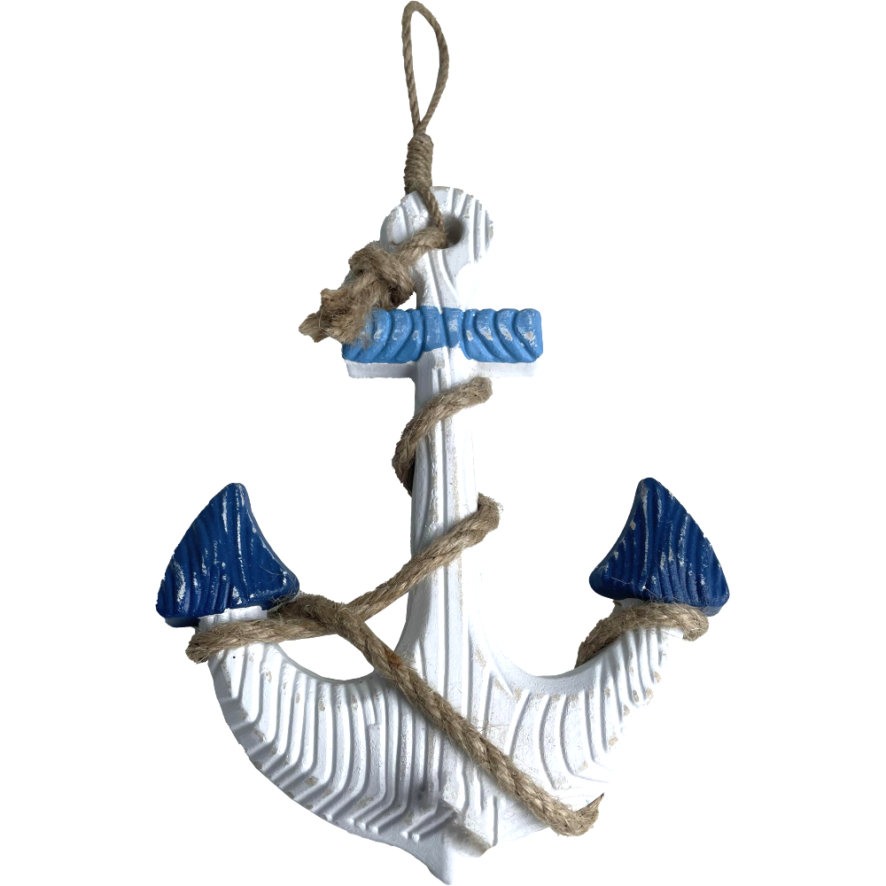 Anker Maritim mit Seil blau/weiß,17 x 4 x 32 cm