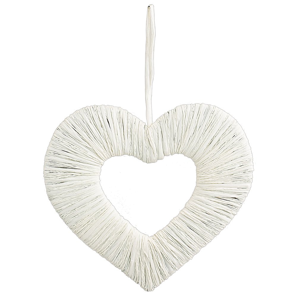 Herz Paper Rope Kontur weiß, 25 x 25 cm