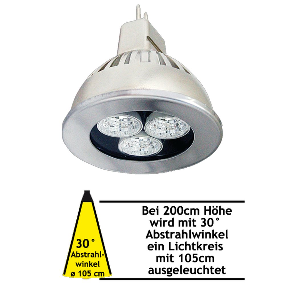 MR16 LED Strahler 30° 3,8Watt warm-weiß, 3000k,MR16