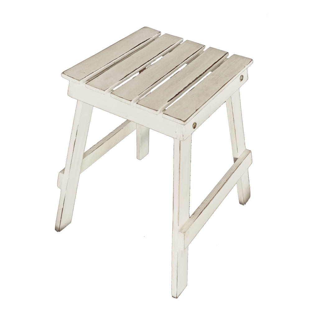 Hocker quadratisch Holz weiß-vintage 27 x 27 x Höhe 40 cm
