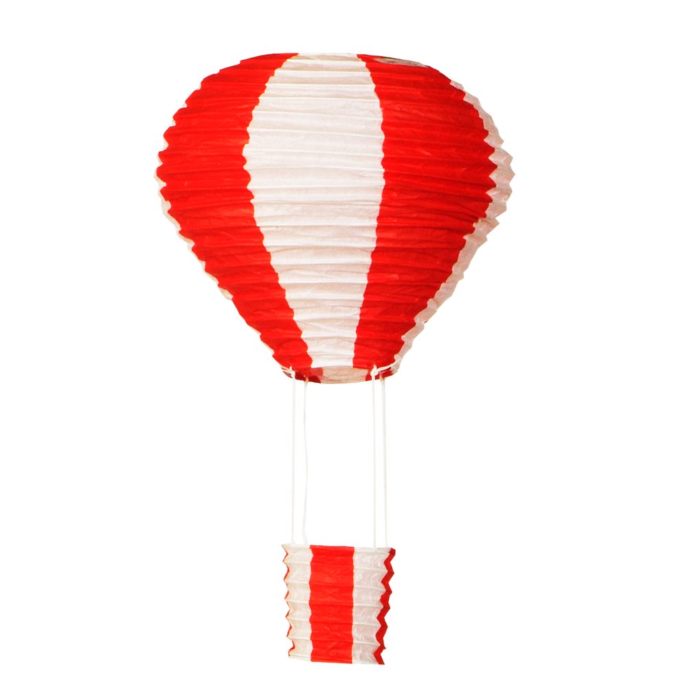 Heißluftballon Papier rot-weiß, Ø 25 x 40 cm