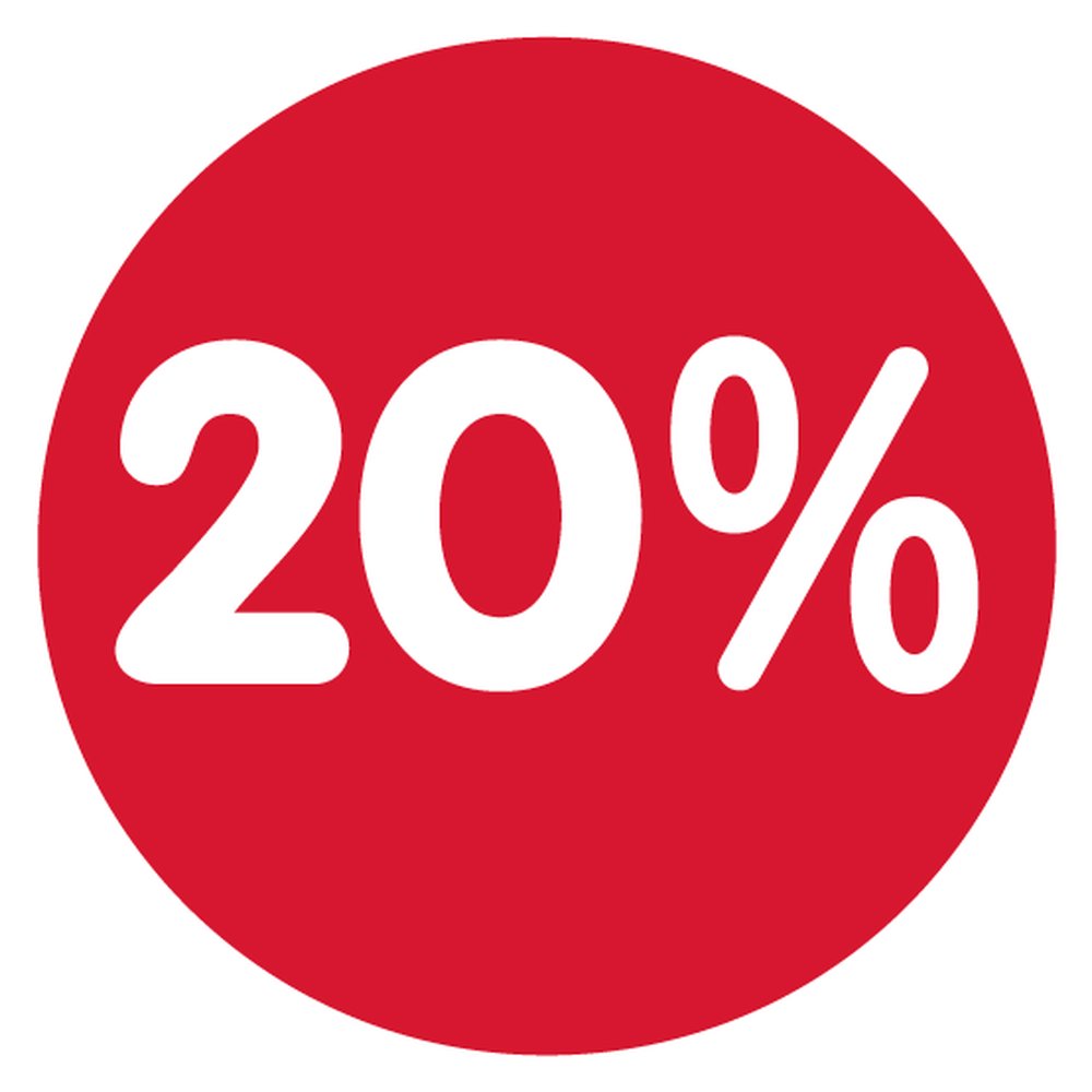 Ankleber Rabatt 20 % Ø 32 cm rund