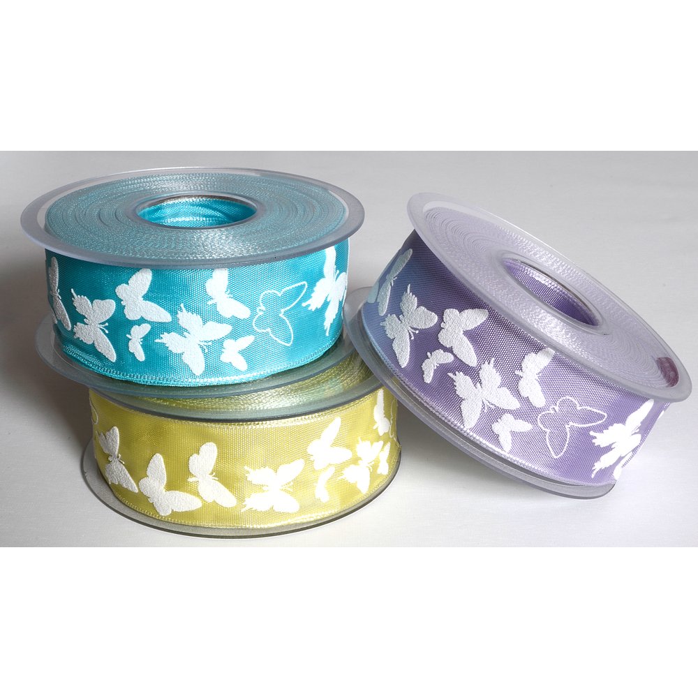 Band Schmetterlinge türkis-weiß, 40mm x 20m