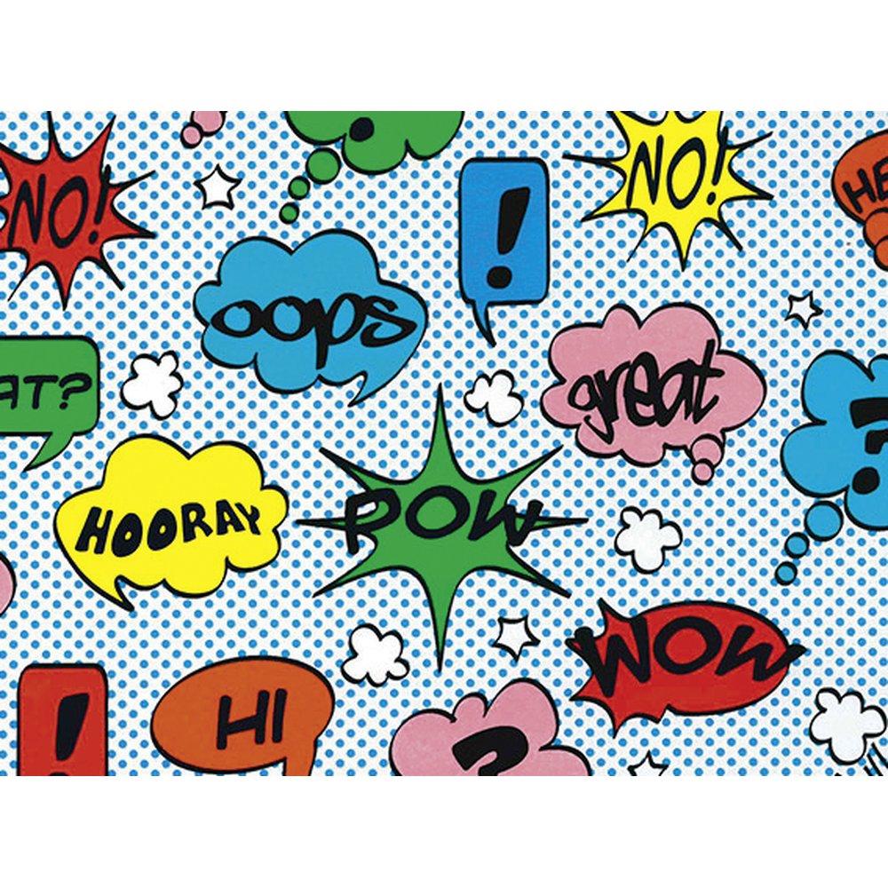 Geschenkpapier Comics weiß/bunt, 70 cm x 50 m