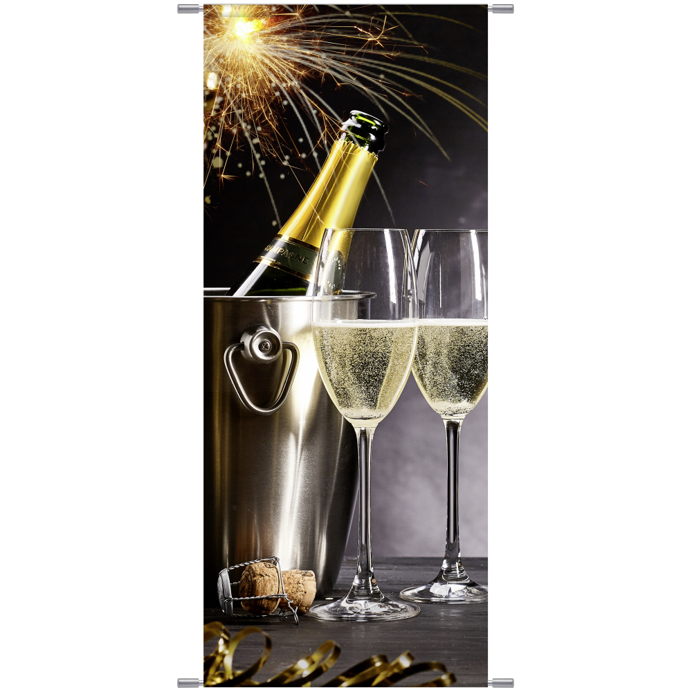 Banner Sektkübel mit Gläser ,75 x 180 cm
