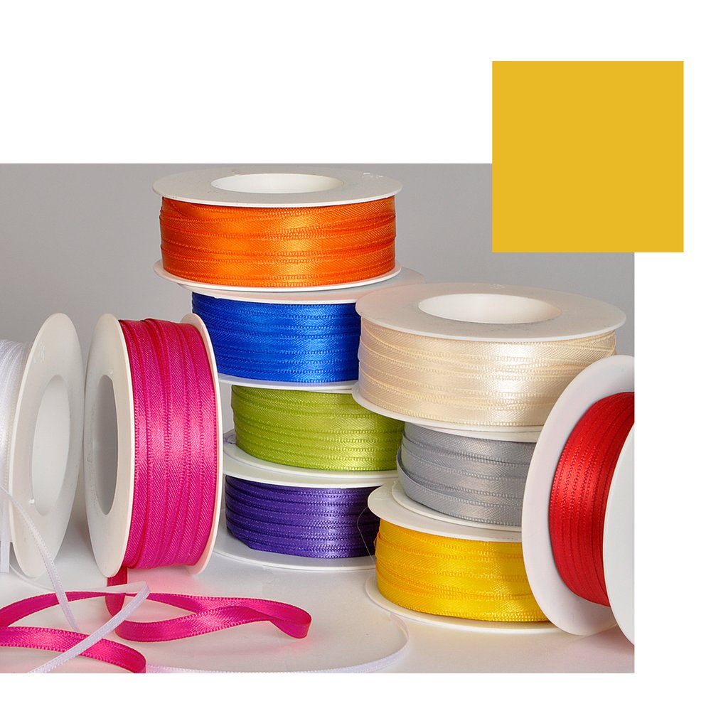 Doppelsatinband gelb, 6 mm x 50 m