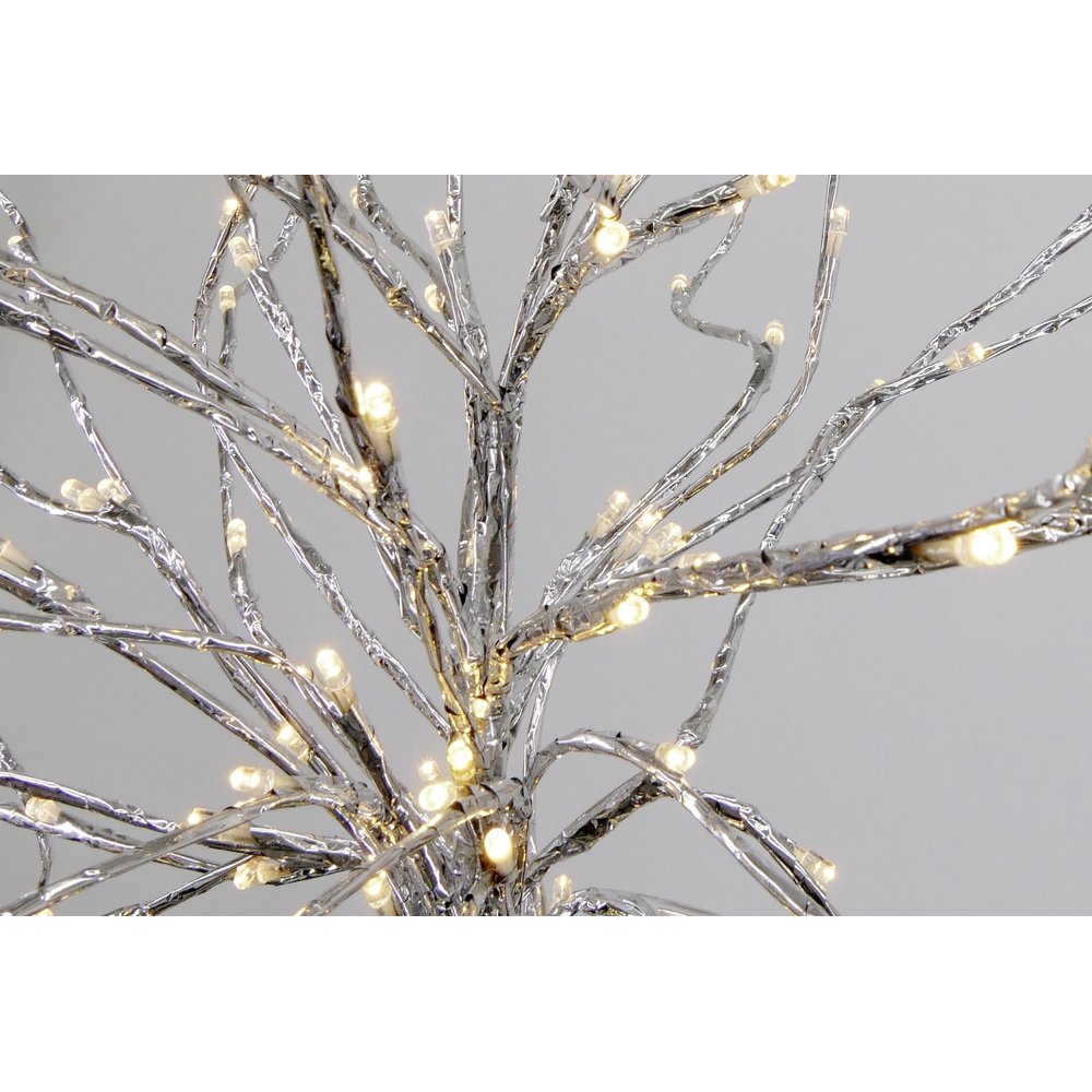 Baum silber + LED-Licht 144 LED warmweiss,H 120 cm