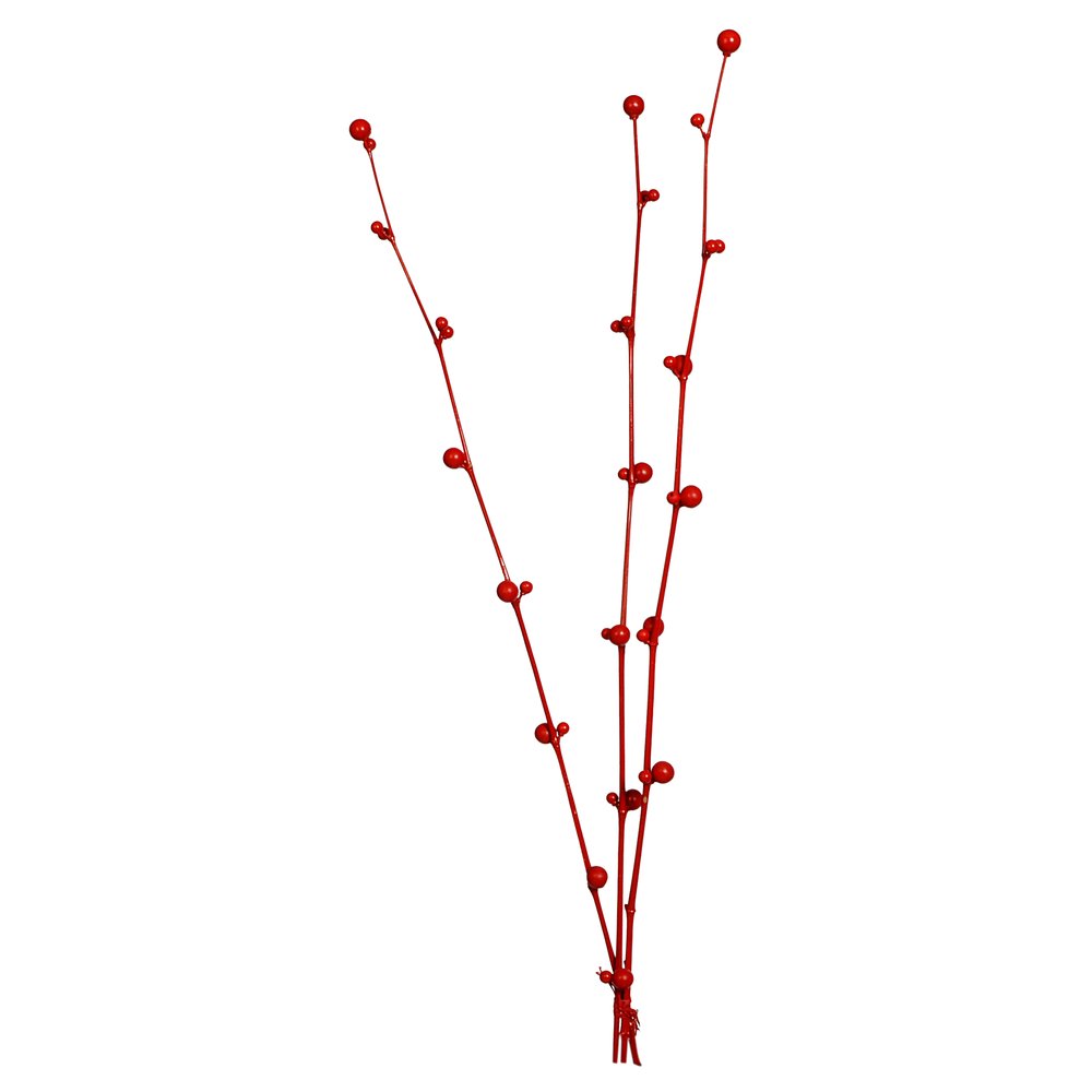 Bambuskugelzweige 3 Äste rot glanz, 110 cm