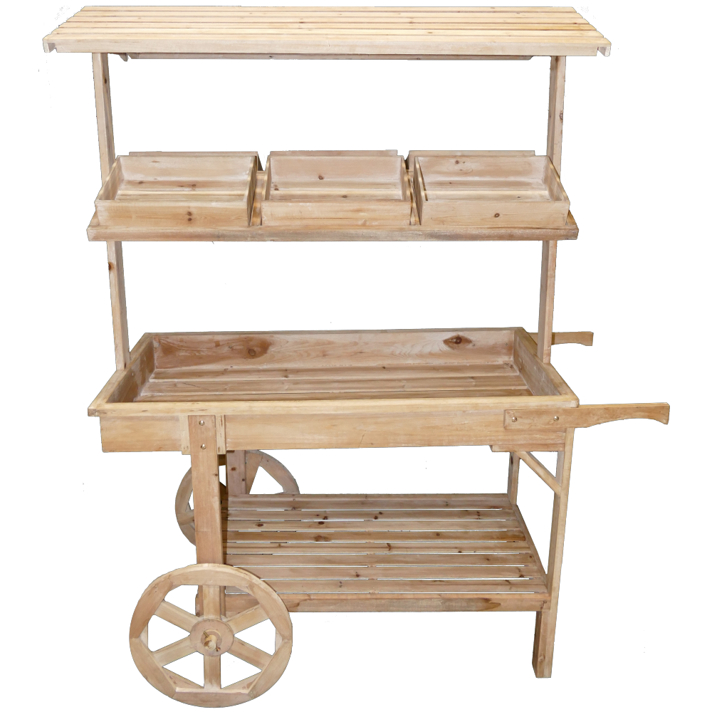 Marktwagen Classic Holzkisten natur washed