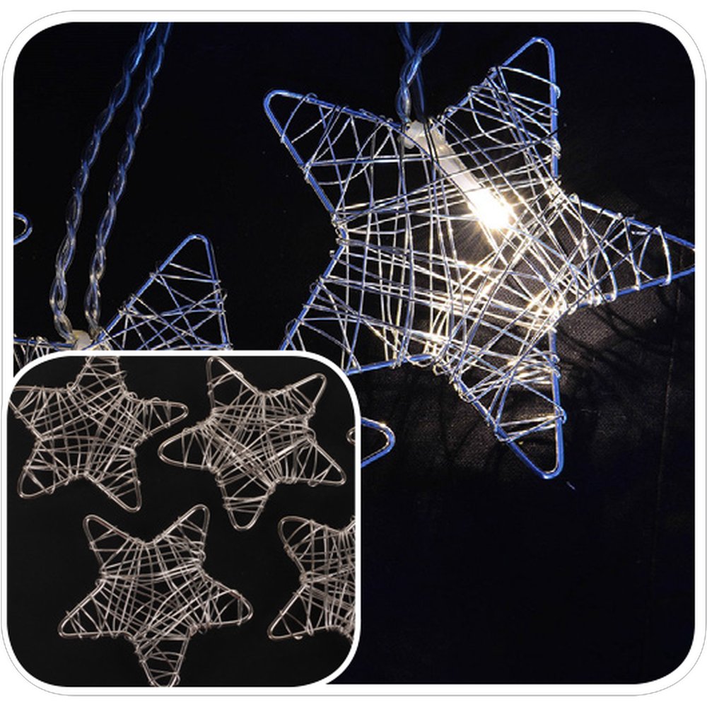 Drahtsterne 20 Stück silber, für 5 mm LED-Lichterketten