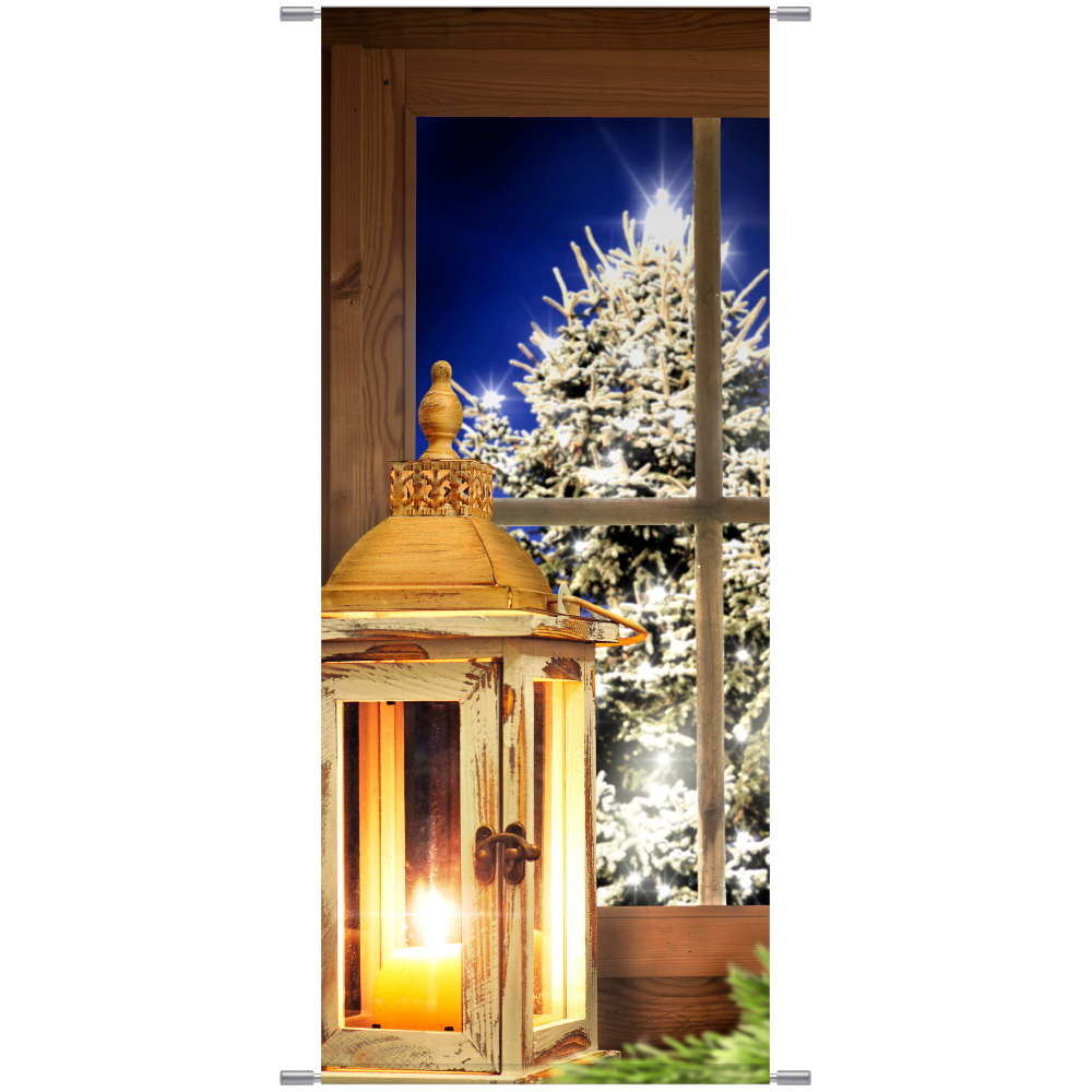 Banner Holzlaterne am Fenster ,75 x 180 cm