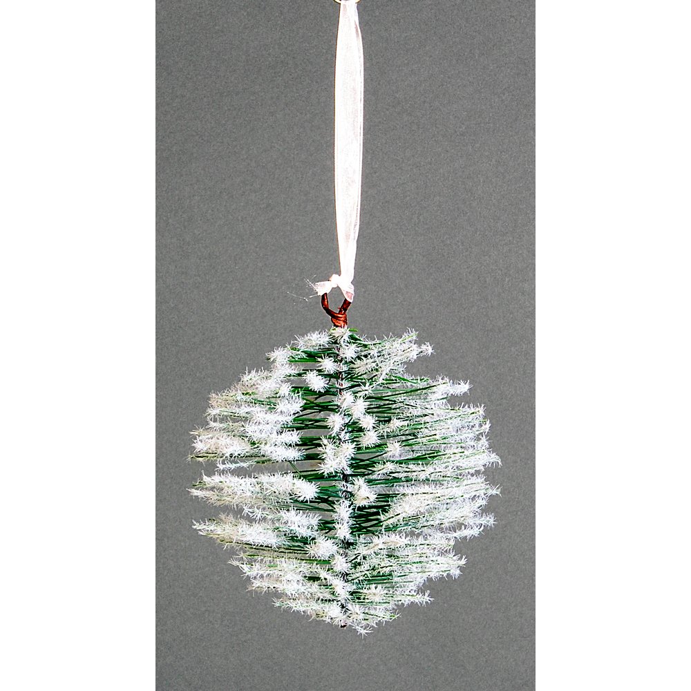 Kiefernkugel Snow hängend grün-weiß, Ø 15 cm