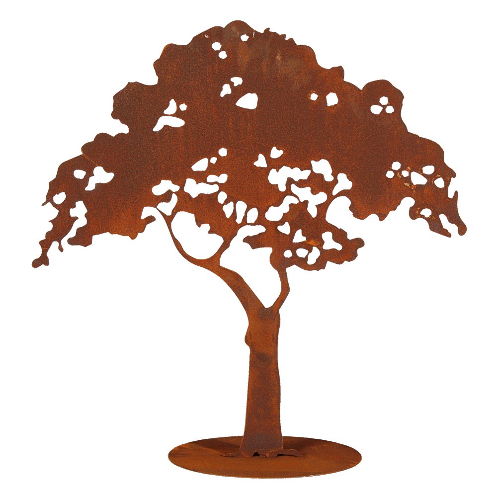 Baum Metall/Rosteffekt auf Platte, 60 x 60 cm